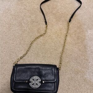 Tory Burch Black Crossbody Bag with Gold Chain